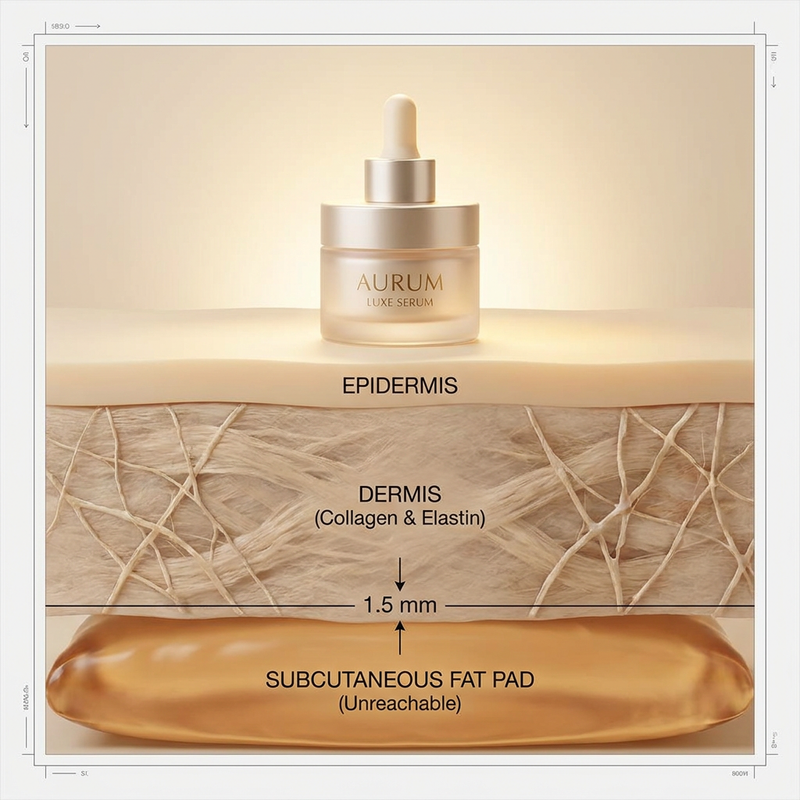 Eye creams cannot physically reach the layer where the problem lives. This is not an opinion. It is anatomy.